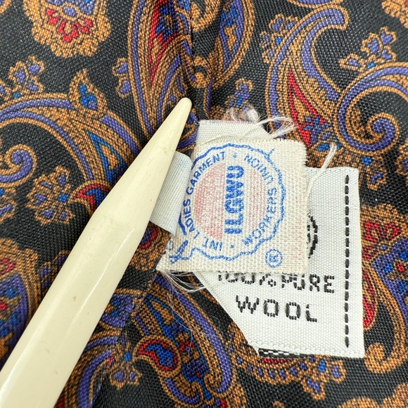 Vintage Braefair Purple Wool Coat Size 11/12 Long Double Breasted Paisley USA - Picture 12 of 14